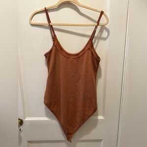 Wishlist Rust Brown Ribbed Camisole Bodysuit L